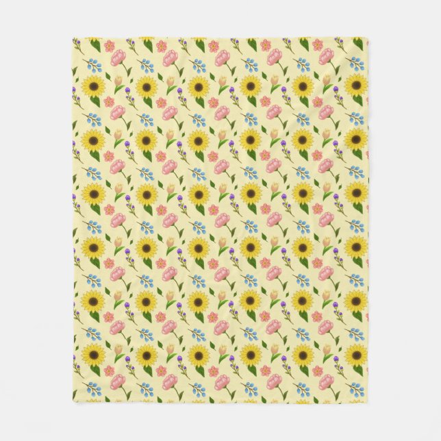 Charming Summer Meadow Floral pattern blanket (Front)