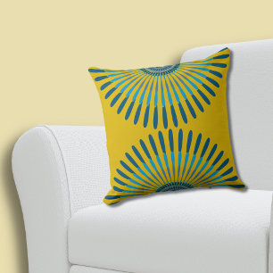 Charming Summer Yellow-Blue Feathery Star Pattern Cushion