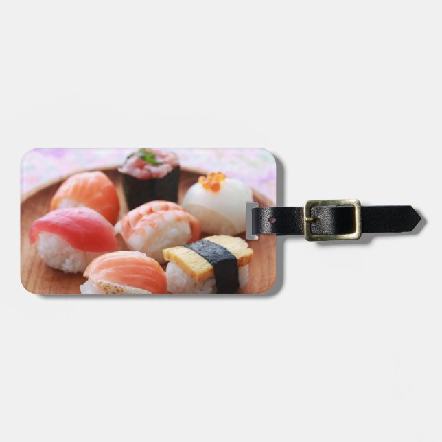 Charming Sushi Set – Soft Pastel Luggage Tag (Front Horizontal)