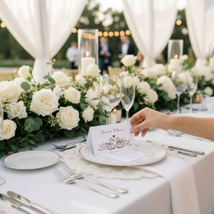 Charming Swan Pair Wedding Place Cards