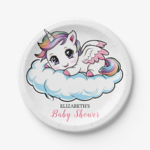 Charming Sweet Unicorn Baby Shower Paper Plate
