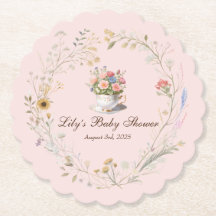 Charming Tea Party Baby Shower Teacup Coaster