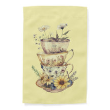 Charming Teacups and Daisies Garden Flag