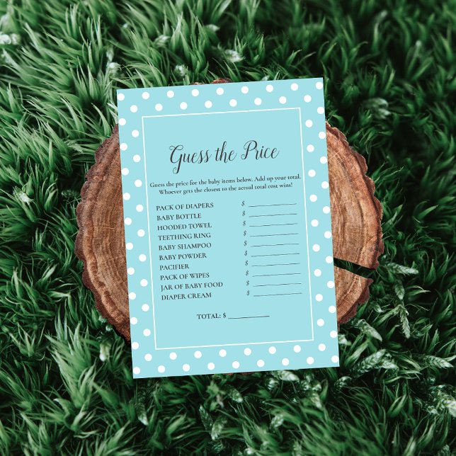 Charming Teal Bow Guess The Price Baby Shower Game Invitation (Creator Uploaded)