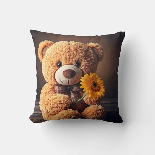 Charming Teddy bear Printed Pillow (Front)