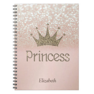 Charming Tiara, Princess, Glitter Bokeh Notebook