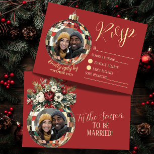Charming Tis the Season to be Married with Photo RSVP Card