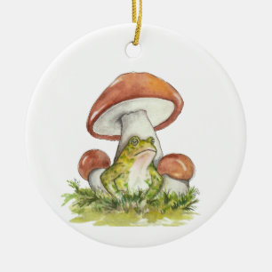 Charming Toad Under Mushroom Ceramic Tree Decoration