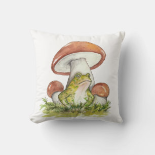 Charming Toad Under Mushroom Cushion