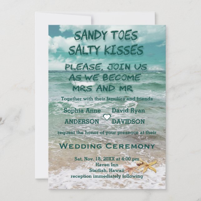Charming Travel Beach Destination Starfish Wedding Invitation (Front)