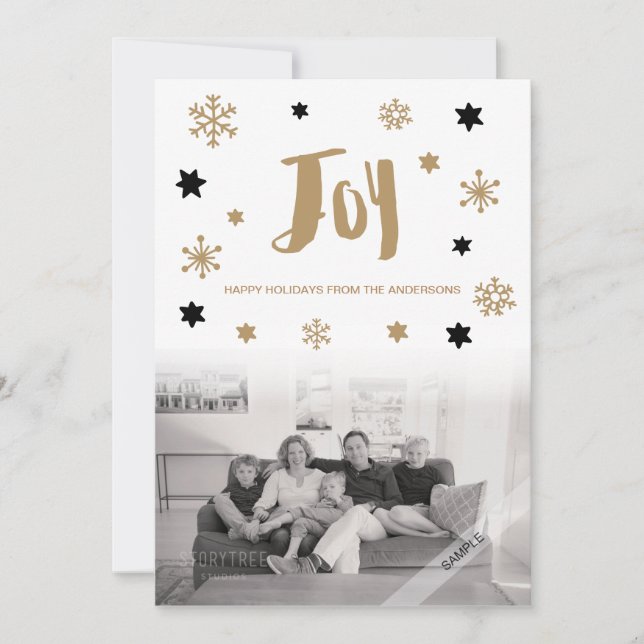 Charming Trendy Joy Holiday Photo (Front)