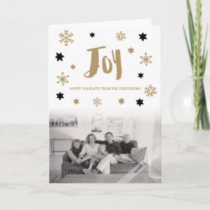 Charming Trendy Joy Holiday Photo Card