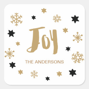 Charming Trendy Joy Holiday Square Sticker