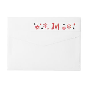 Charming Trendy Joy Red Holiday Wrap Around Label