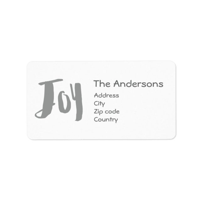Charming Trendy Joy Silver Grey Holiday Label (Front)