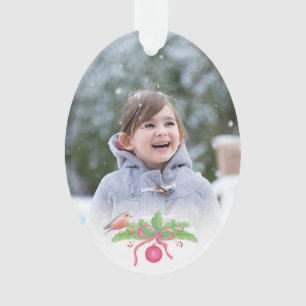 Charming Trendy Watercolor Holiday Photo Ornament