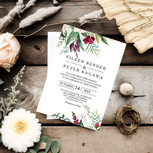 Charming Tropical Floral and Greenery Wedding Invitation