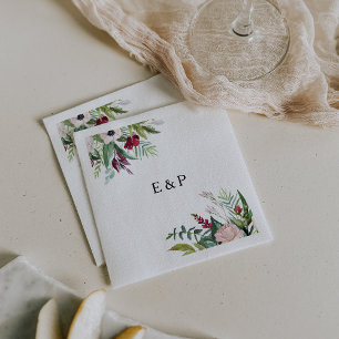 Charming Tropical Floral Greenery Wedding Napkin