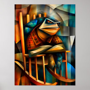 Charming Turtle – Cubist Curmudgeon Rocking chair Poster