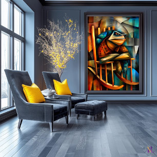 Charming Turtle – Cubist Curmudgeon Rocking chair Poster