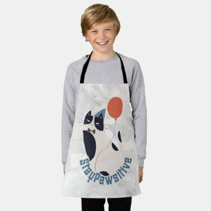 Charming Tuxedo Cat Stay Pawsitive Kids All-Over  Apron