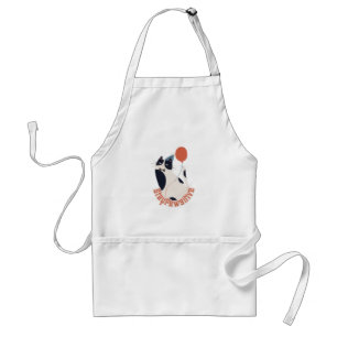 Charming Tuxedo Cat Stay Pawsitive Whimsical Cotto Standard Apron