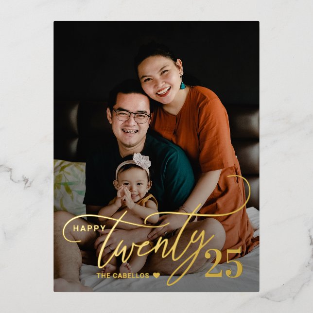 Charming Twenty FOIL Happy New Year Card Postcard (Front)