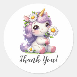 Charming Unicorn Gratitude Thank You Classic Round Sticker