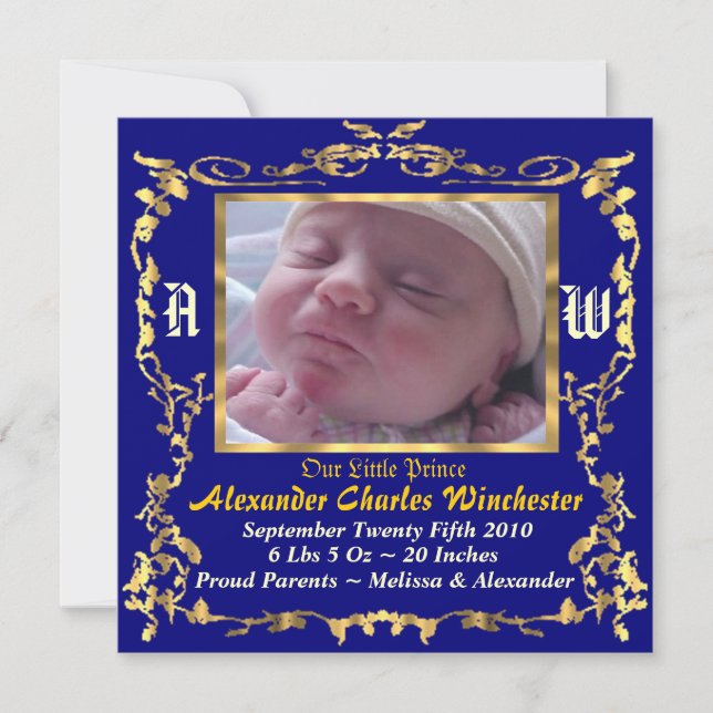 Charming & Unique Baby Birth Announcement (Front)