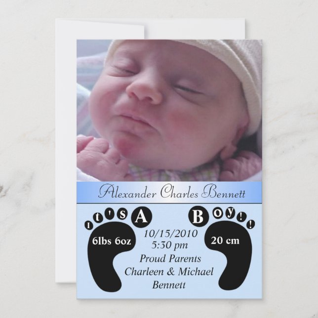 Charming & Unique Baby Birth Announcement (Front)