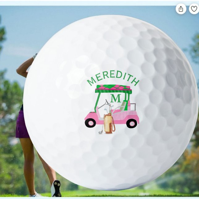 Charming Unique Golf Cart Clubs Monogram Name Balls (Creator Uploaded)
