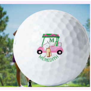 Charming Unique Golf Cart Clubs Monogram Name Balls