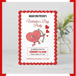 Charming Valentine’s Day Party | Heart And Roses Invitation