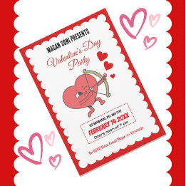 Charming Valentine’s Day Party | Heart And Roses Invitation