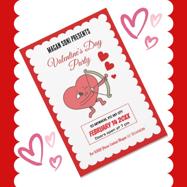 Charming Valentine’s Day Party | Heart And Roses  Invitation (Creator Uploaded)