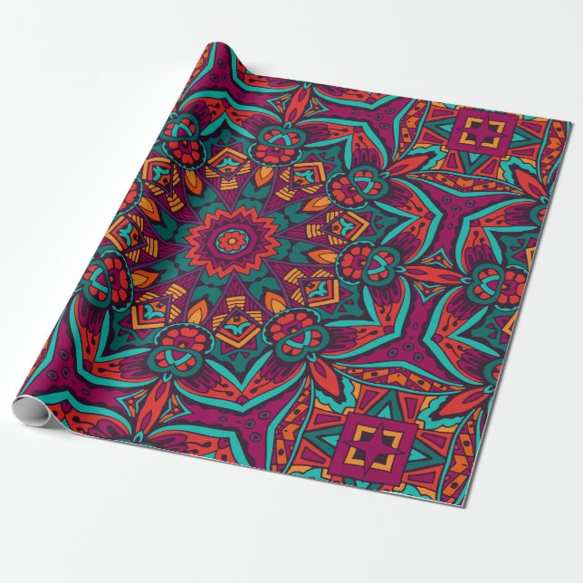 Charming Vibrant Circle Harmony Wrapping Paper (Unrolled)