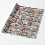 Charming Victorian Children with Father Christmas Wrapping Paper<br><div class="desc">Festive and colourful holiday collage featuring expertly restored vintage greeting card illustrations and greetings,  and charming little ones celebrating with Father Christmas. Pattern is seamless and can be scaled up or down.</div>