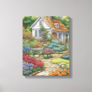 Charming Victorian Cottage Nestled Canvas Print