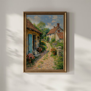Charming Village Cottage Path Poster