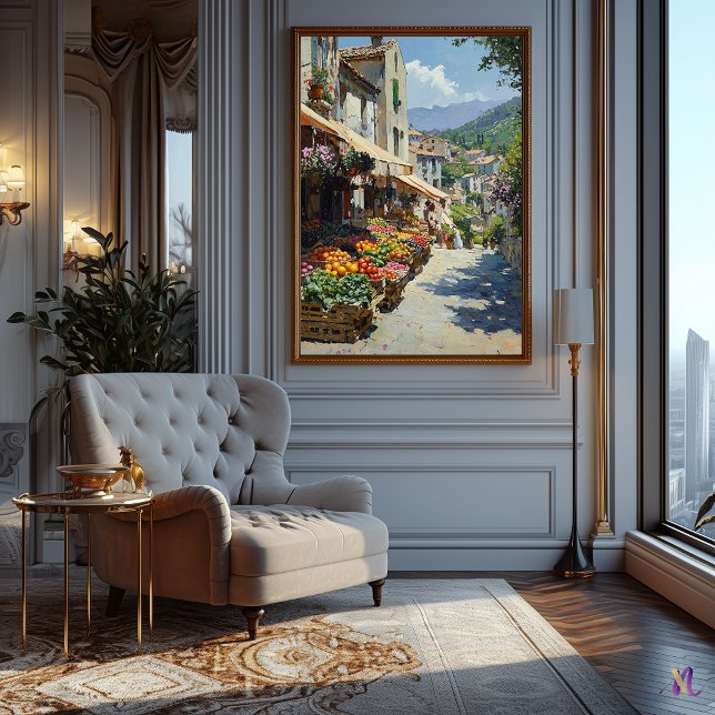 Charming Village Market in Impressionist Style Poster (Creator Uploaded)