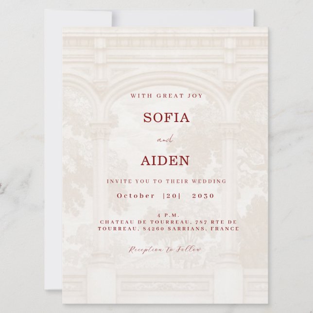Charming, vintage, arch wedding invitation (Front)