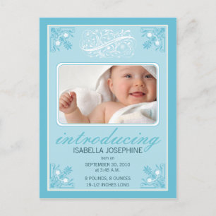 Charming Vintage Baby Birth Announcement (aqua) Postcard