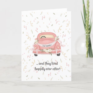 Charming Vintage Car Congratulations Wedding Card