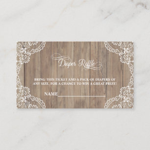 Charming Vintage Lace Old Barn Baby Diaper Raffle Enclosure Card