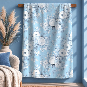 Charming Vintage Pastel Blue Floral Blanket Art