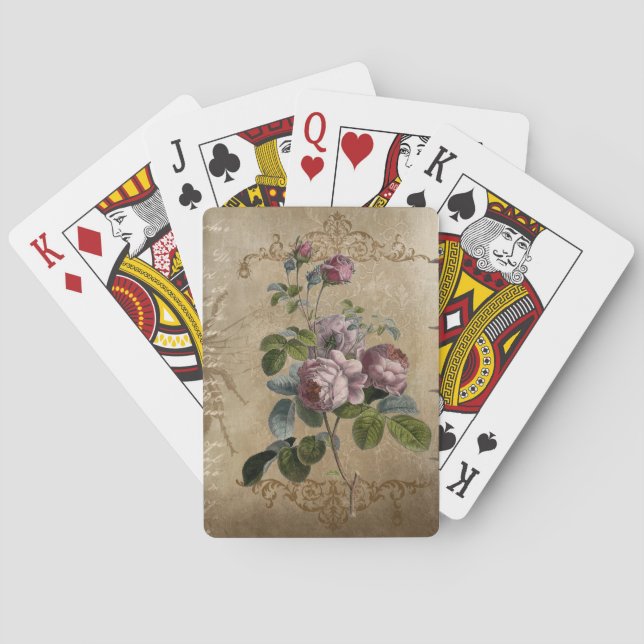 Charming Vintage Pink Flowers  Playing Cards (Back)