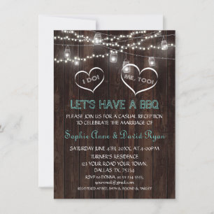Charming Vintage String Lights Old Barn I DO BBQ Invitation