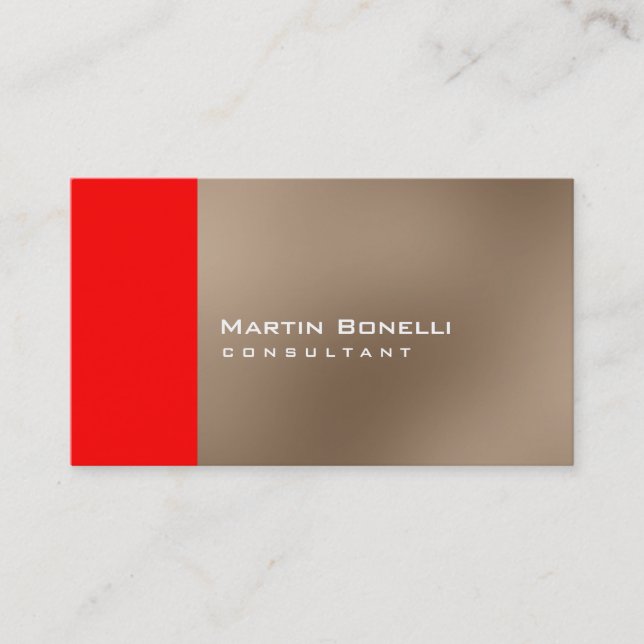 Charming Warm Beige Red Stripe Business Card (Front)