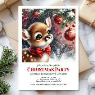 Charming watercolor fawn snowy forest serene cozy  invitation