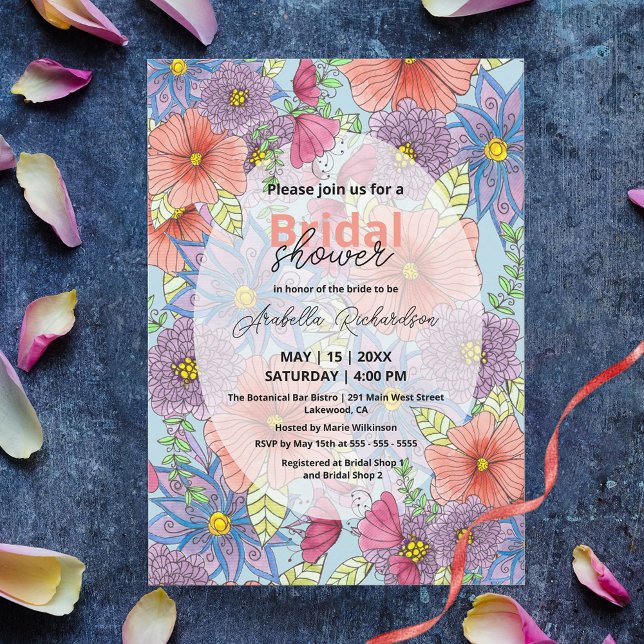 Charming Watercolor Floral Botanical Bridal Shower Invitation (Creator Uploaded)